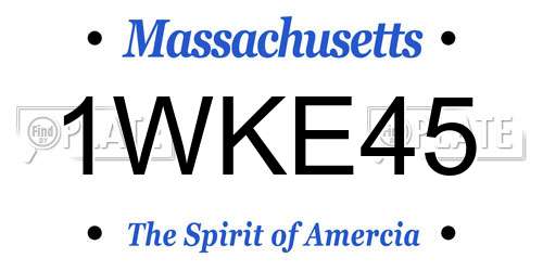 1WKE45 Massachusetts License Plate