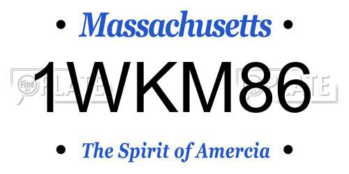 1WKM86 Massachusetts License Plate