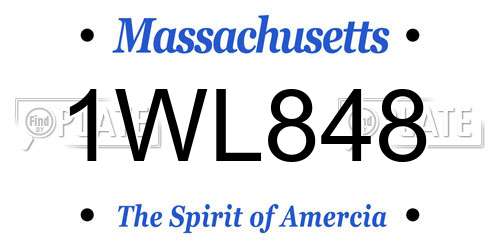 1WL848 Massachusetts License Plate