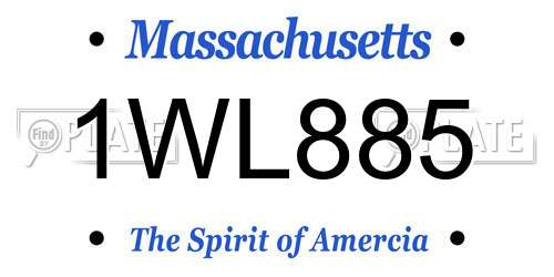 1WL885 Massachusetts License Plate