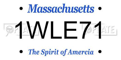 1WLE71 Massachusetts License Plate