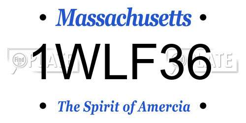 1WLF36 Massachusetts License Plate