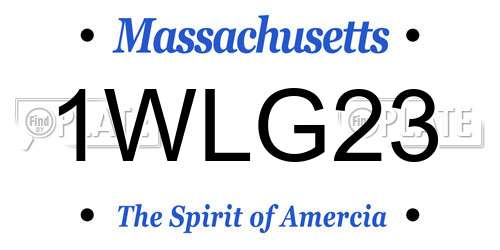1WLG23 Massachusetts License Plate