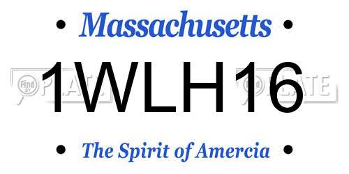 1WLH16 Massachusetts License Plate