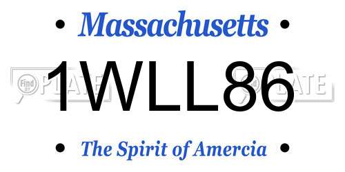 1WLL86 Massachusetts License Plate