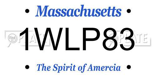 1WLP83 Massachusetts License Plate