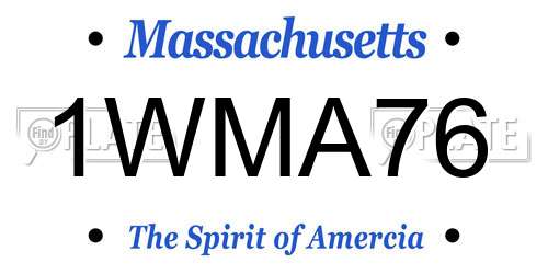 1WMA76 Massachusetts License Plate