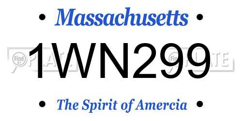 1WN299 Massachusetts License Plate