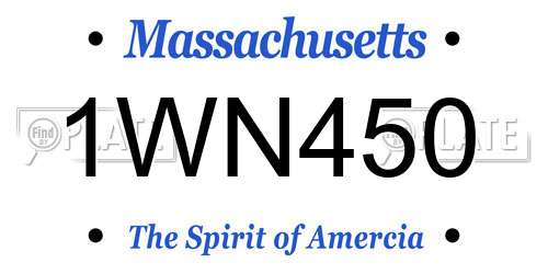 1WN450 Massachusetts License Plate