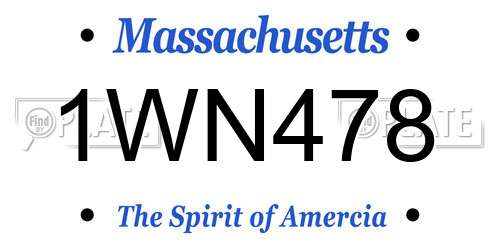 1WN478 Massachusetts License Plate