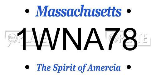 1WNA78 Massachusetts License Plate