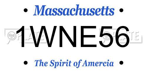 1WNE56 Massachusetts License Plate