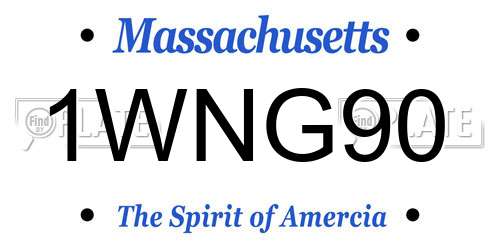 1WNG90 Massachusetts License Plate