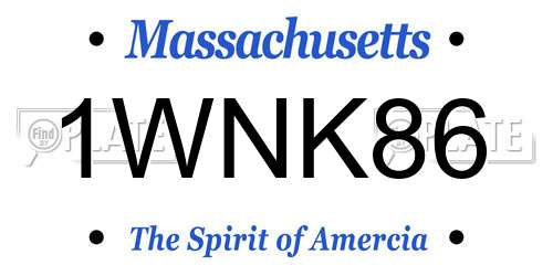 1WNK86 Massachusetts License Plate