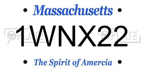 1WNX22 Massachusetts License Plate