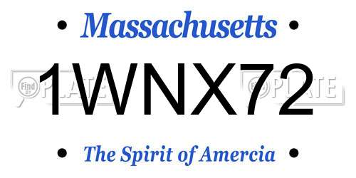 1WNX72 Massachusetts License Plate