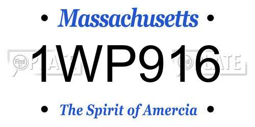 1WP916 Massachusetts License Plate