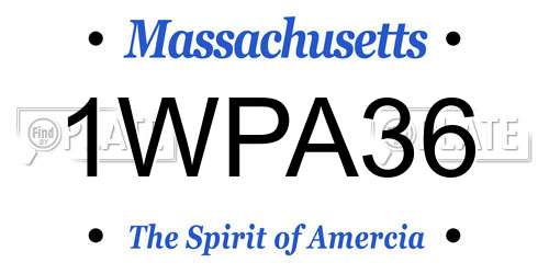 1WPA36 Massachusetts License Plate