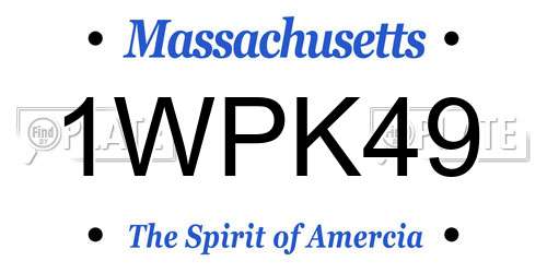 1WPK49 Massachusetts License Plate