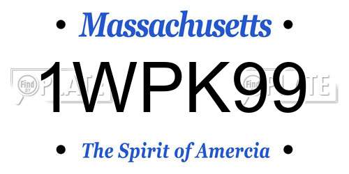 1WPK99 Massachusetts License Plate