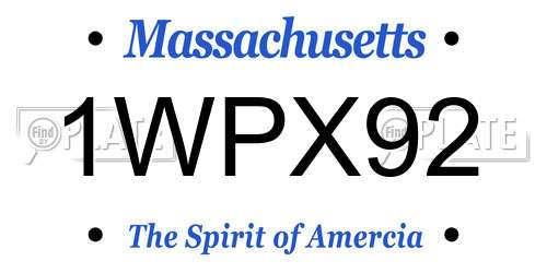 1WPX92 Massachusetts License Plate