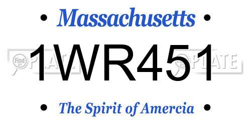 1WR451 Massachusetts License Plate