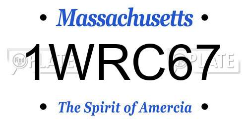 1WRC67 Massachusetts License Plate