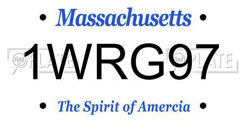 1WRG97 Massachusetts License Plate