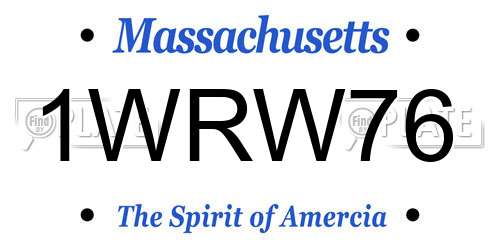 1WRW76 Massachusetts License Plate