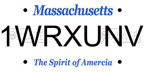 1WRXUNV Massachusetts License Plate