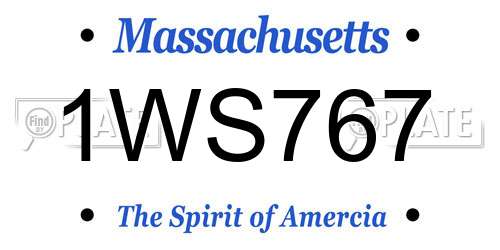 1WS767 Massachusetts License Plate