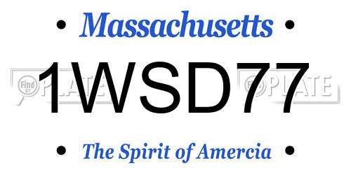 1WSD77 Massachusetts License Plate