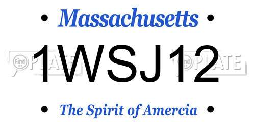 1WSJ12 Massachusetts License Plate
