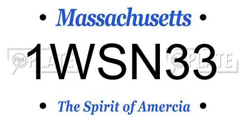 1WSN33 Massachusetts License Plate