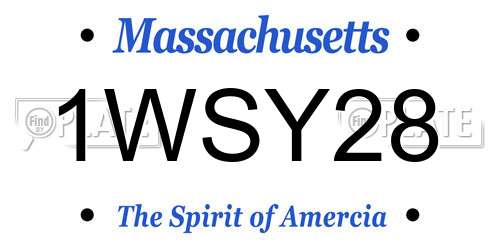 1WSY28 Massachusetts License Plate