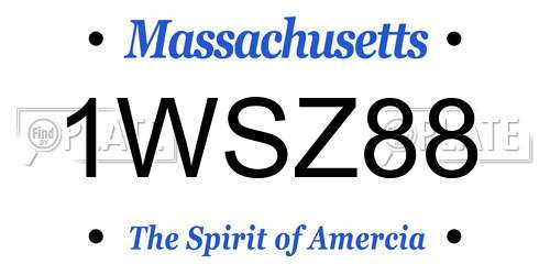 1WSZ88 Massachusetts License Plate