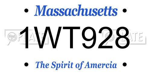 1WT928 Massachusetts License Plate