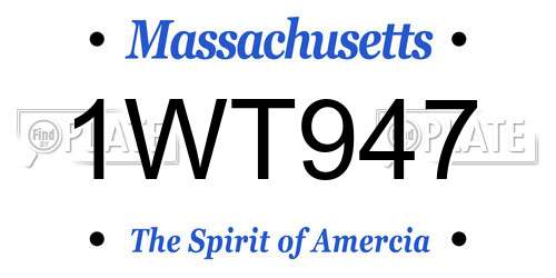 1WT947 Massachusetts License Plate