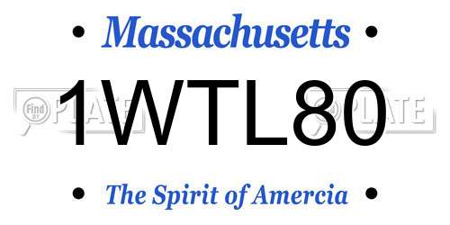 1WTL80 Massachusetts License Plate