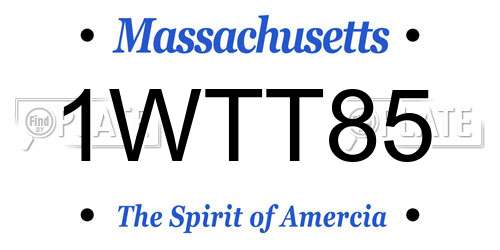 1WTT85 Massachusetts License Plate