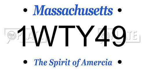 1WTY49 Massachusetts License Plate