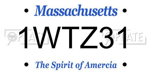 1WTZ31 Massachusetts License Plate