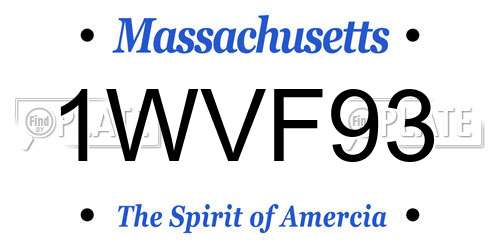 1WVF93 Massachusetts License Plate