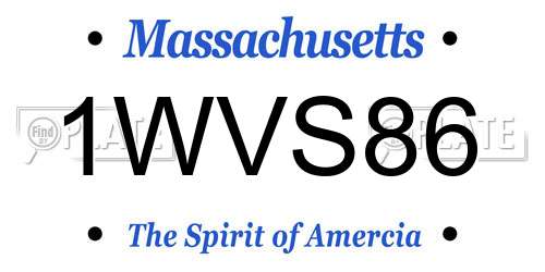 1WVS86 Massachusetts License Plate