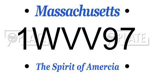 1WVV97 Massachusetts License Plate