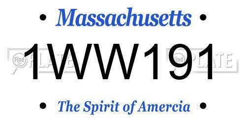 1WW191 Massachusetts License Plate