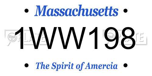 1WW198 Massachusetts License Plate