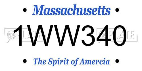 1WW340 Massachusetts License Plate