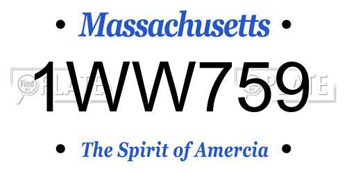 1WW759 Massachusetts License Plate