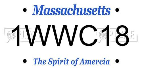 1WWC18 Massachusetts License Plate